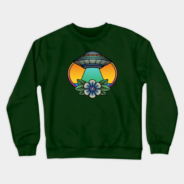 Tropical UFO tattoo Crewneck Sweatshirt by The Local Sticker Shop